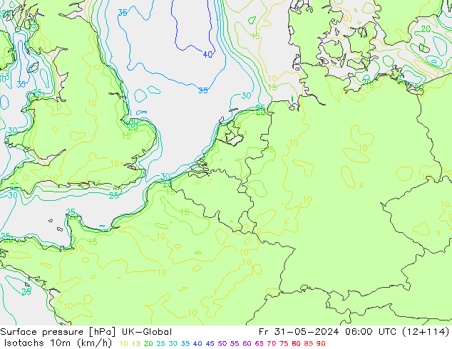 Isotachs (kph) UK-Global  31.05.2024 06 UTC