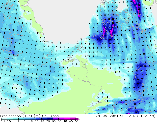 Yağış (12h) UK-Global Sa 28.05.2024 12 UTC