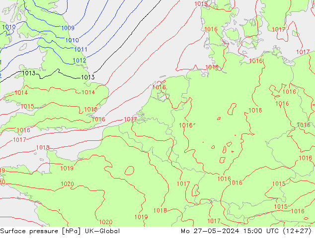 Surface pressure UK-Global Mo 27.05.2024 15 UTC