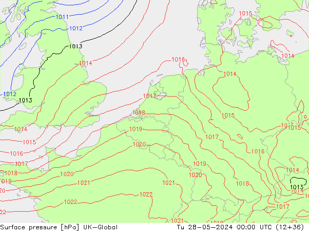 Luchtdruk (Grond) UK-Global di 28.05.2024 00 UTC