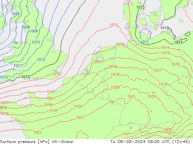 Surface pressure UK-Global Tu 28.05.2024 09 UTC