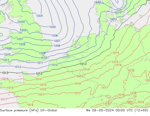 Luchtdruk (Grond) UK-Global wo 29.05.2024 00 UTC