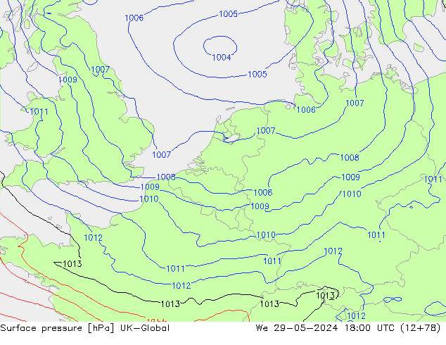 Surface pressure UK-Global We 29.05.2024 18 UTC