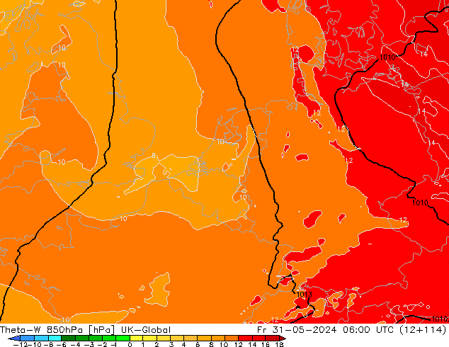 Theta-W 850hPa UK-Global  31.05.2024 06 UTC