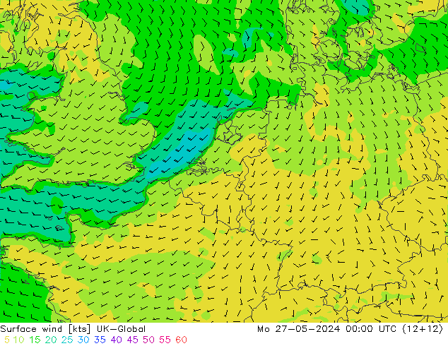 Surface wind UK-Global Po 27.05.2024 00 UTC