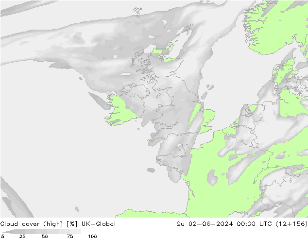 Cloud cover (high) UK-Global Su 02.06.2024 00 UTC