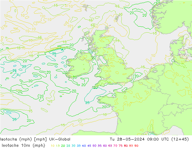 Isotachs (mph) UK-Global mar 28.05.2024 09 UTC