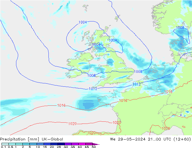 Precipitación UK-Global mié 29.05.2024 00 UTC