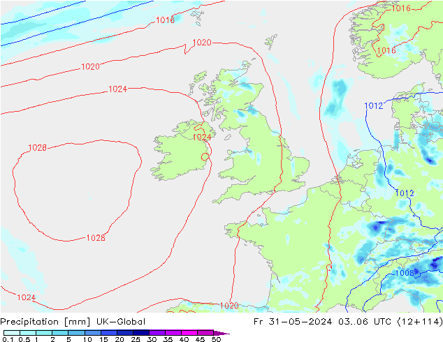 Precipitation UK-Global Fr 31.05.2024 06 UTC