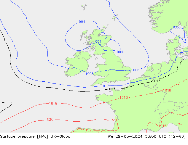 pressão do solo UK-Global Qua 29.05.2024 00 UTC