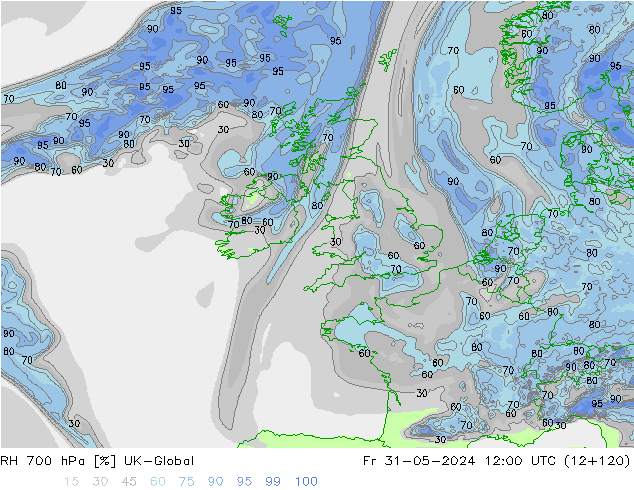 RH 700 hPa UK-Global  31.05.2024 12 UTC