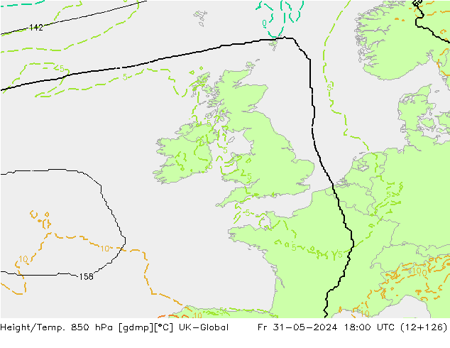 Height/Temp. 850 гПа UK-Global пт 31.05.2024 18 UTC