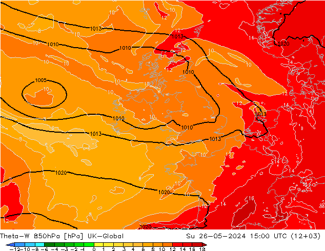 Theta-W 850hPa UK-Global nie. 26.05.2024 15 UTC