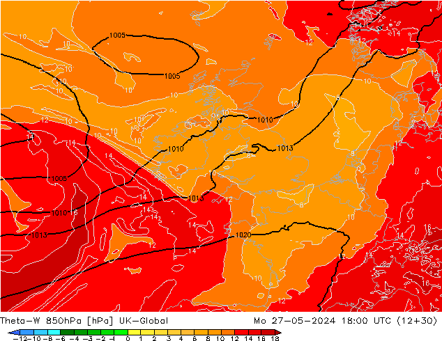 Theta-W 850гПа UK-Global пн 27.05.2024 18 UTC