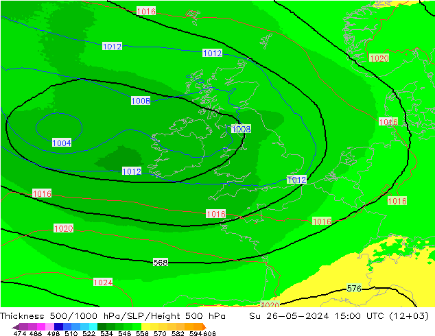 Thck 500-1000hPa UK-Global nie. 26.05.2024 15 UTC