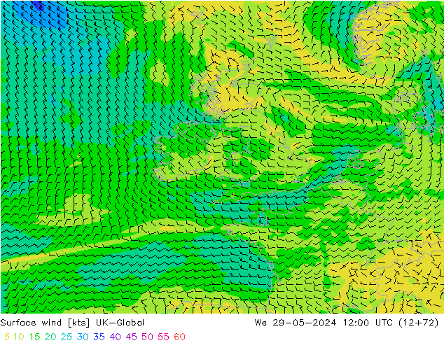 Surface wind UK-Global St 29.05.2024 12 UTC