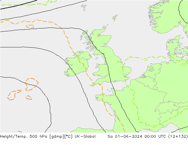Height/Temp. 500 hPa UK-Global Sa 01.06.2024 00 UTC