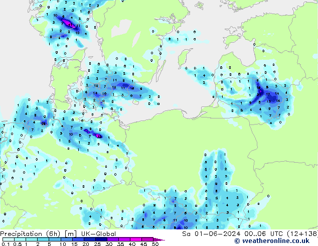 Precipitation (6h) UK-Global Sa 01.06.2024 06 UTC