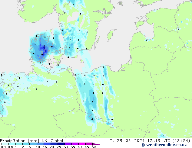 Precipitation UK-Global Tu 28.05.2024 18 UTC