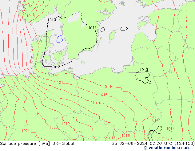 Surface pressure UK-Global Su 02.06.2024 00 UTC