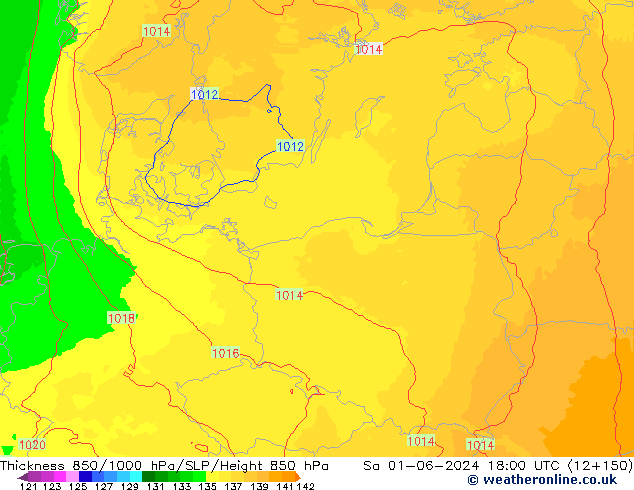 Thck 850-1000 hPa UK-Global Sa 01.06.2024 18 UTC