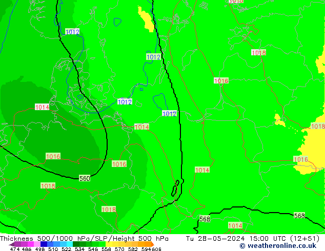 Dikte 500-1000hPa UK-Global di 28.05.2024 15 UTC