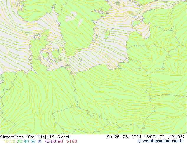 Streamlines 10m UK-Global Ne 26.05.2024 18 UTC