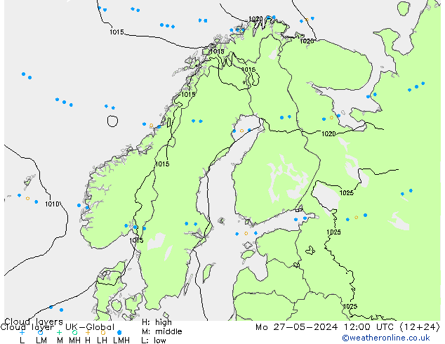 Cloud layer UK-Global пн 27.05.2024 12 UTC