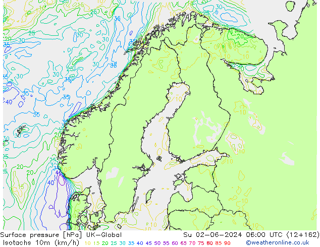 Isotachs (kph) UK-Global dim 02.06.2024 06 UTC