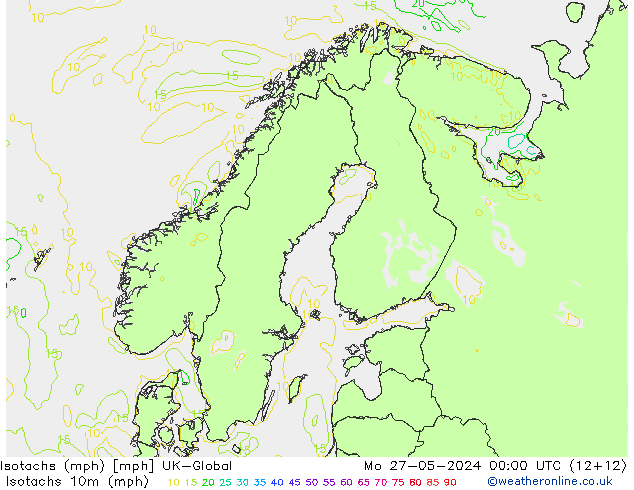 Isotachen (mph) UK-Global Mo 27.05.2024 00 UTC