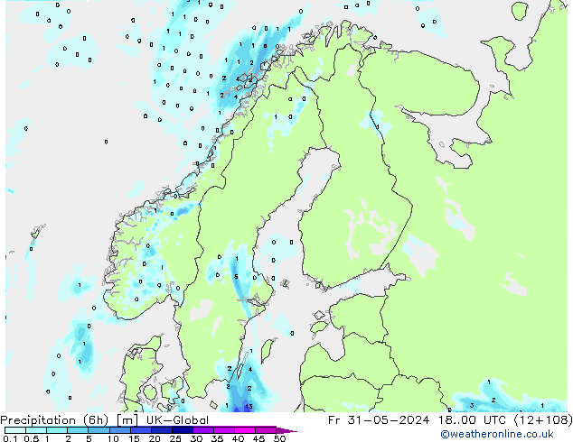 осадки (6h) UK-Global пт 31.05.2024 00 UTC