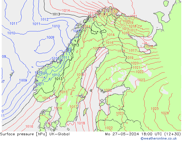 pression de l'air UK-Global lun 27.05.2024 18 UTC