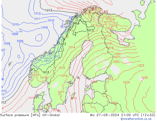 pressão do solo UK-Global Seg 27.05.2024 21 UTC