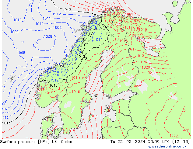 Luchtdruk (Grond) UK-Global di 28.05.2024 00 UTC