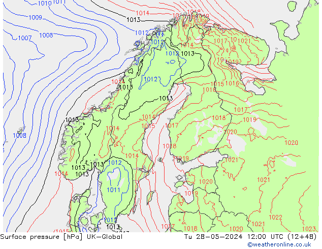 Surface pressure UK-Global Tu 28.05.2024 12 UTC