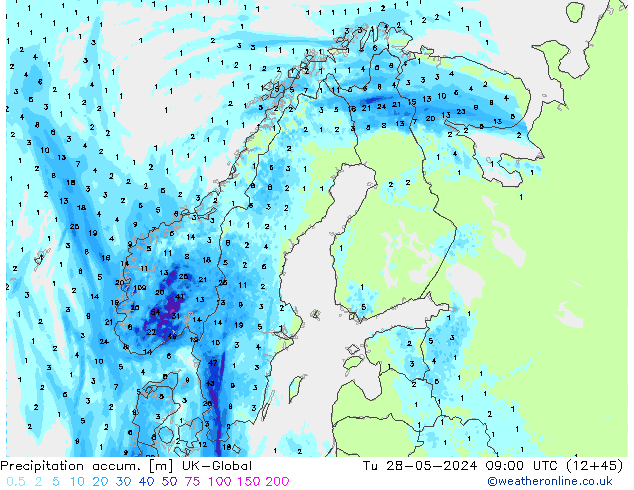 Precipitation accum. UK-Global Tu 28.05.2024 09 UTC