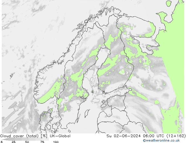 Wolken (gesamt) UK-Global So 02.06.2024 06 UTC