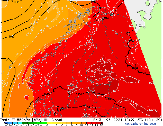 Theta-W 850hPa UK-Global vr 31.05.2024 12 UTC
