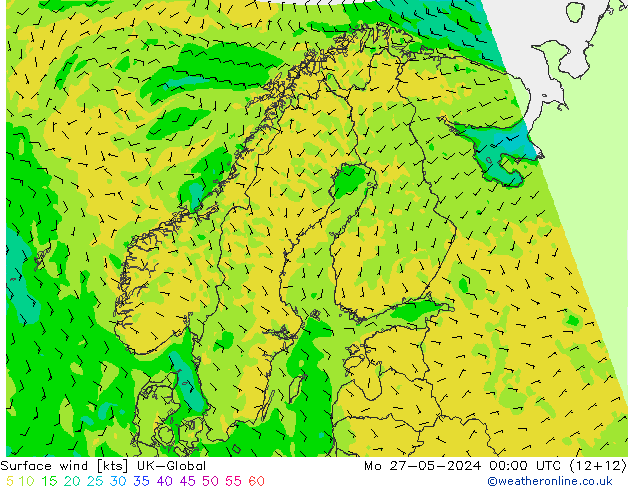 Surface wind UK-Global Po 27.05.2024 00 UTC