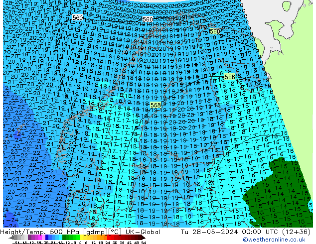 Géop./Temp. 500 hPa UK-Global mar 28.05.2024 00 UTC