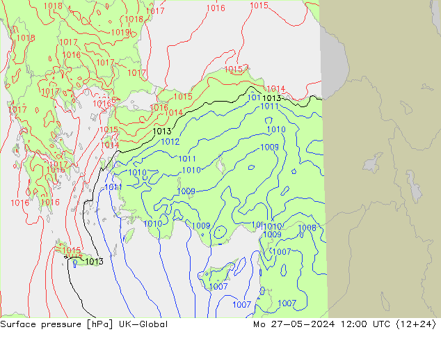 pressão do solo UK-Global Seg 27.05.2024 12 UTC