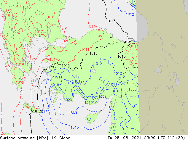 Surface pressure UK-Global Tu 28.05.2024 03 UTC