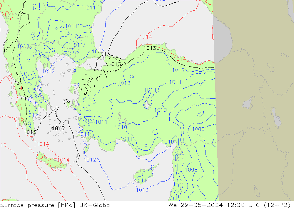 Surface pressure UK-Global We 29.05.2024 12 UTC