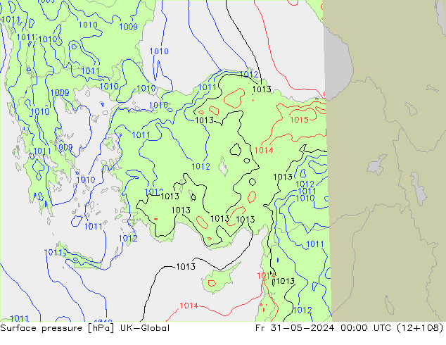 Surface pressure UK-Global Fr 31.05.2024 00 UTC