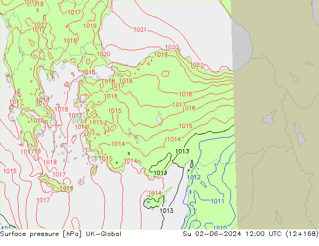 Atmosférický tlak UK-Global Ne 02.06.2024 12 UTC