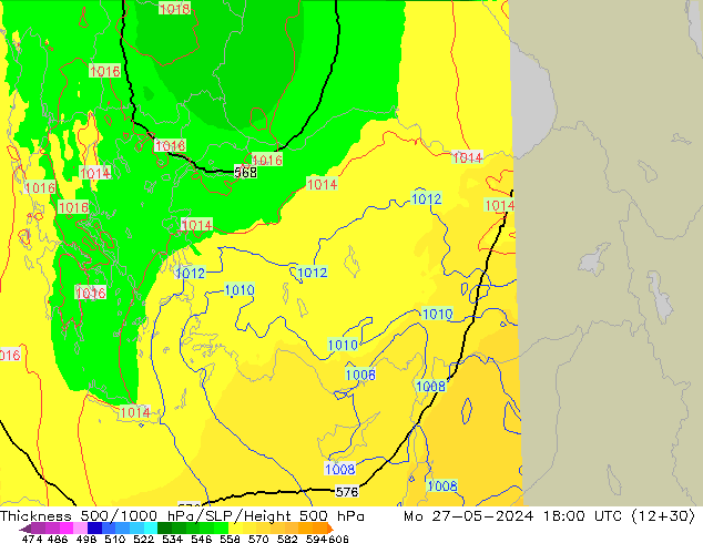 Thck 500-1000hPa UK-Global Po 27.05.2024 18 UTC