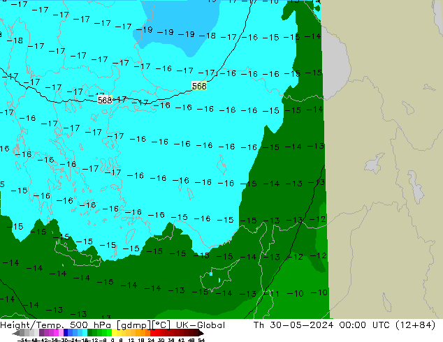 Geop./Temp. 500 hPa UK-Global jue 30.05.2024 00 UTC