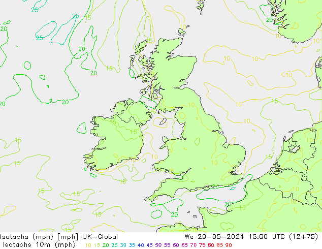 Isotachs (mph) UK-Global ср 29.05.2024 15 UTC