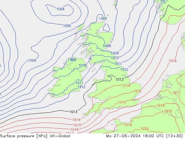 Presión superficial UK-Global lun 27.05.2024 18 UTC