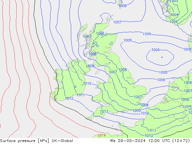 Surface pressure UK-Global We 29.05.2024 12 UTC